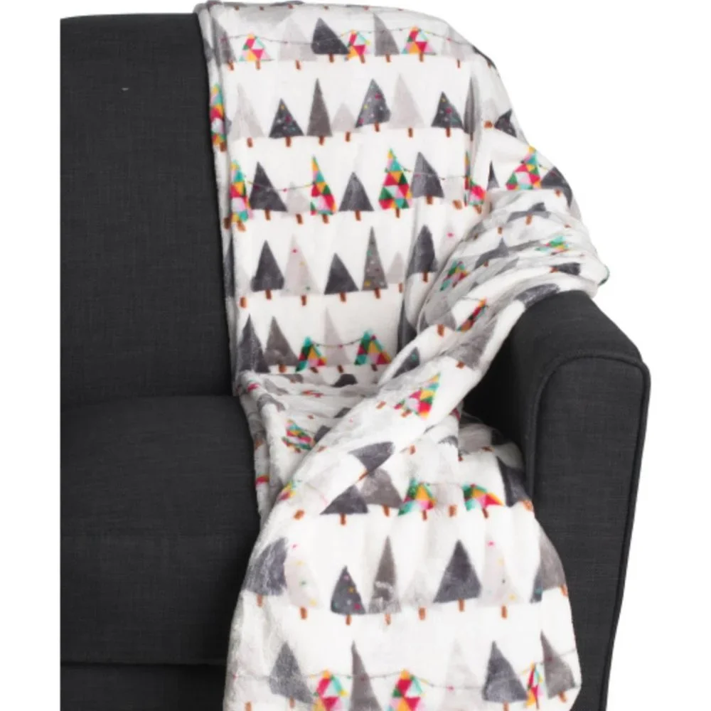 NEW Berkshire Christmas Tree Lights Throw Blanket Microfleece 50x70